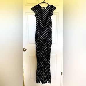 Sugarlips Black and White Polkadot Jumpsuit with Ruffle sleeves- Size S